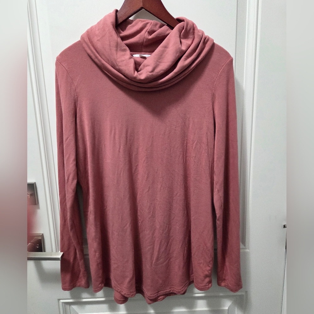 Dusty Rose Cowl Neck Shirt